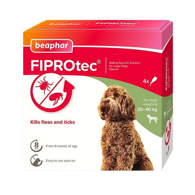 Beaphar FIPROtec Flea & Tick Spot On for Large Dogs (20-40kg) 4 pipettes x 6 Beaphar