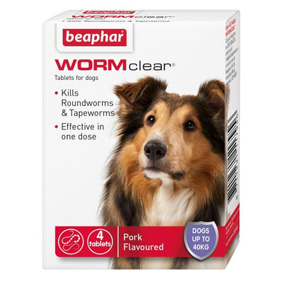 Beaphar WORMclear Worming Tablets for Dogs (up to 40kg) 4 tablets x 6 Beaphar
