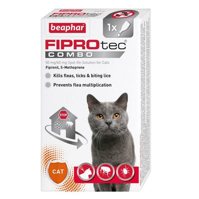 Beaphar FIPROtec COMBO Flea & Tick Spot On for Cats 1 pipette x 6 Beaphar