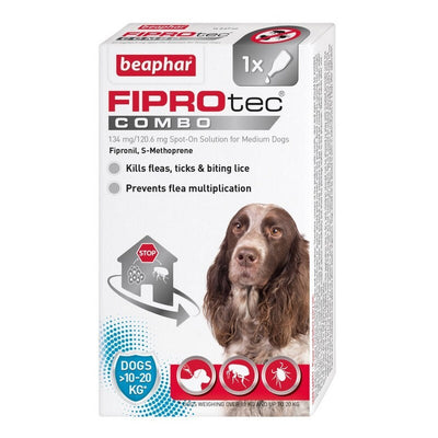 Beaphar FIPROtec COMBO Flea & Tick Spot On for Medium Dogs 1 pipette x 6 Beaphar