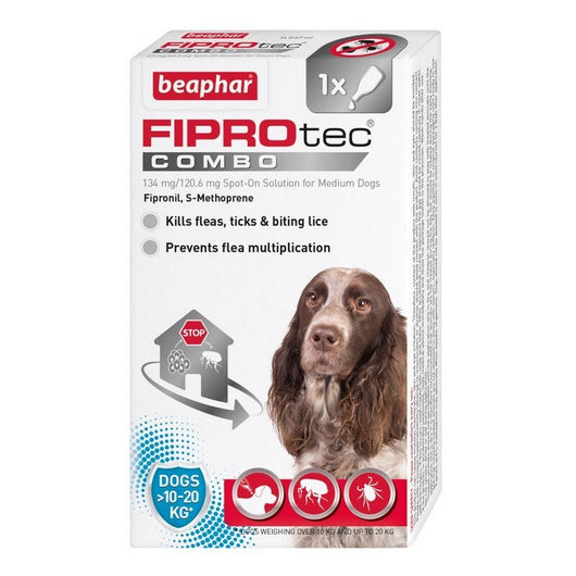 Beaphar FIPROtec COMBO Flea & Tick Spot On for Medium Dogs 1 pipette x 6 Beaphar