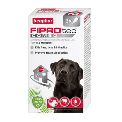 Beaphar FIPROtec COMBO Flea & Tick Spot On for Large Dogs 3 pipettes x 6 Beaphar
