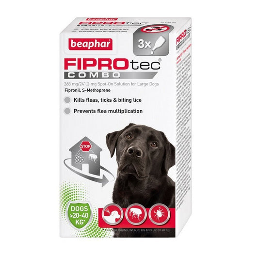 Beaphar FIPROtec COMBO Flea & Tick Spot On for Large Dogs 3 pipettes x 6 Beaphar