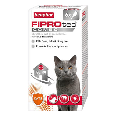 Beaphar FIPROtec COMBO Flea & Tick Spot On for Cats 6 pipette x 4 Beaphar