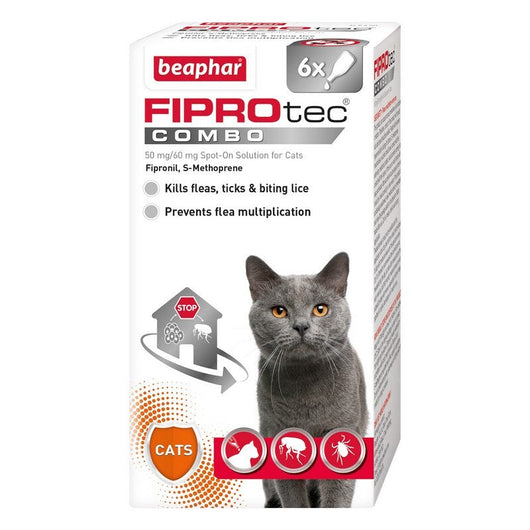 Beaphar FIPROtec COMBO Flea & Tick Spot On for Cats 6 pipette x 4 Beaphar