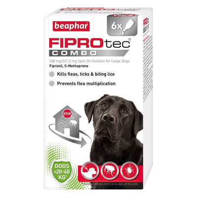 Beaphar FIPROtec COMBO Flea & Tick Spot On for Large Dogs 6 pipette x 4 Beaphar