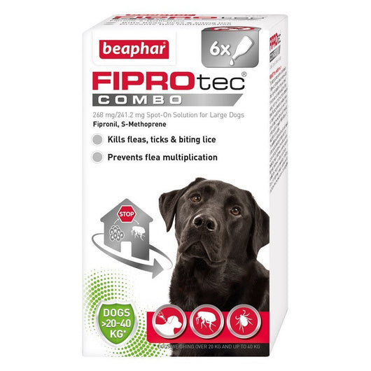 Beaphar FIPROtec COMBO Flea & Tick Spot On for Large Dogs 6 pipette x 4 Beaphar