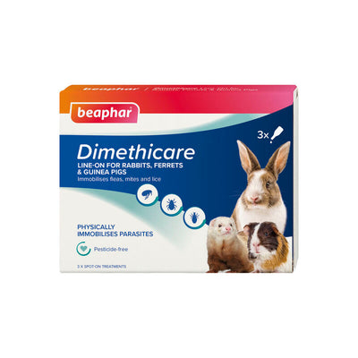 Beaphar Dimethicare Line-On for Rabbits, Ferrets & Guinea Pigs 3 pipettes x 6 Beaphar