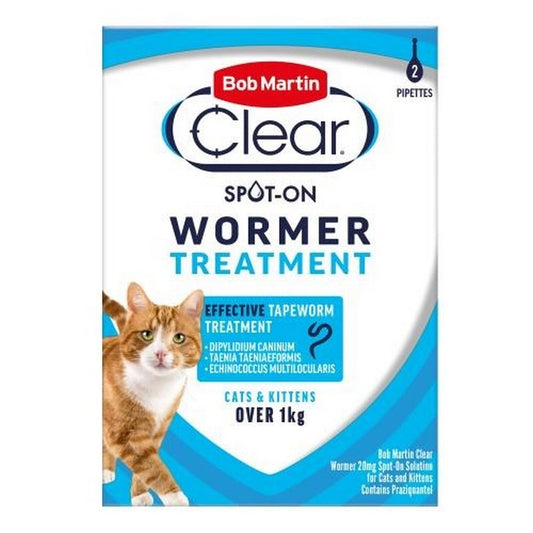 Bob Martin Clear Spot On Wormer for Cats & Kittens 2 Pipettes x 10 Bob Martin
