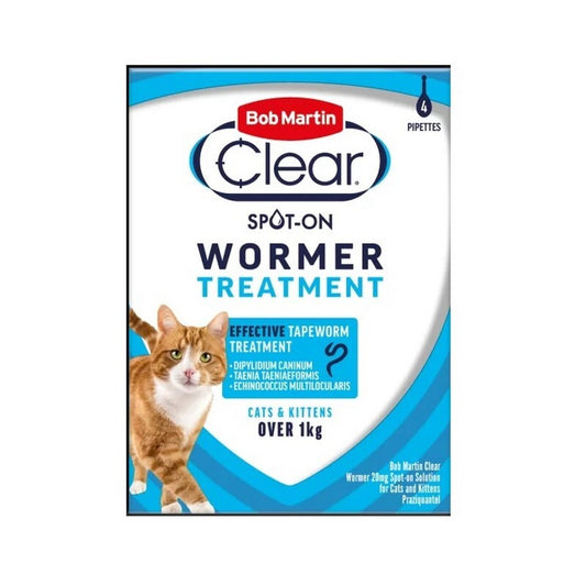 Bob Martin Clear Spot On Wormer for Cats & Kittens 4 Pipettes x 6 Bob Martin