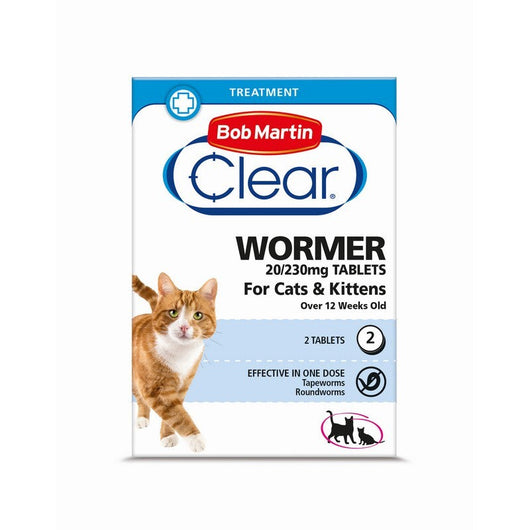 Bob Martin Clear 2 in 1 Wormer Tablets for Cats & Kittens 2 Tablets x 6 Bob Martin