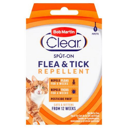 Bob Martin Clear Cat Spot On Flea & Tick Repellent 4 Week 1 pipette x 10 Bob Martin