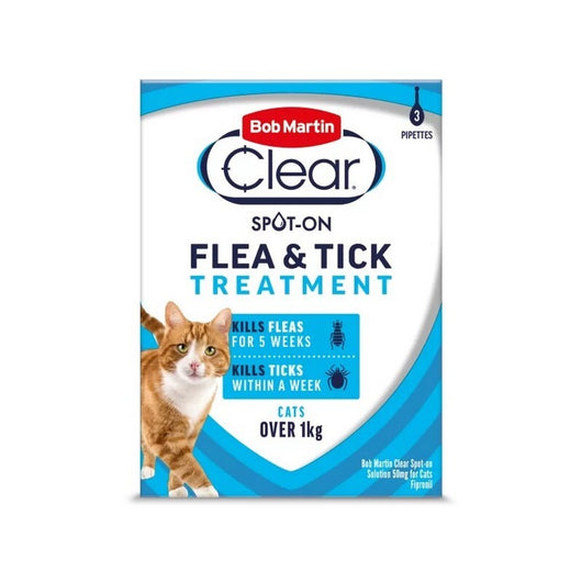 Bob Martin Clear Cat Spot On Flea & Tick Treatment 5 Week 3 pipettes x 6 Bob Martin