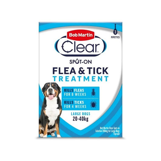 Bob Martin Clear Spot On Flea & Tick Treatment Large Dog (20-40kg) 3 pipettes x 6 Bob Martin