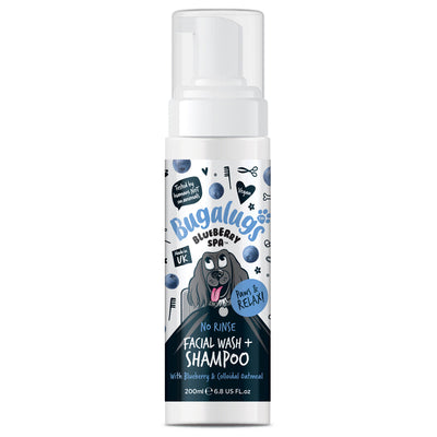 Bugalugs No Rinse Blueberry Spa Facial Wash Dog Shampoo 200ml Bugalugs