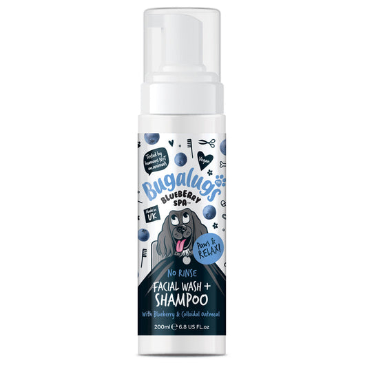 Bugalugs No Rinse Blueberry Spa Facial Wash Dog Shampoo 200ml Bugalugs