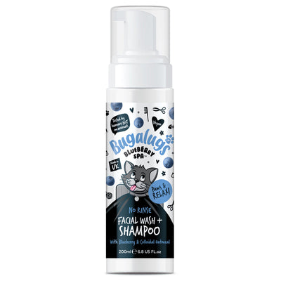 Bugalugs No Rinse Blueberry Spa Facial Wash Cat Shampoo 200ml Bugalugs