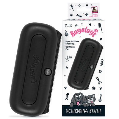 Bugalugs Deshedding Brush in Black for Dogs, Cats, Horses & Other Pets Bugalugs