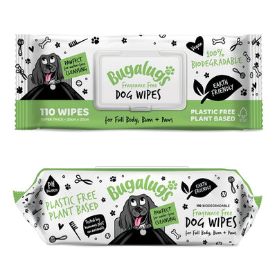 Bugalugs Fragrance Free Biodegradable Pet Wipes 110 Wipes Bugalugs