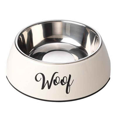 House of Paws Cream Woof 2 in 1 Dog Bowl Medium House of Paws