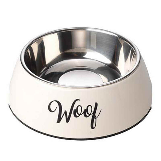 House of Paws Cream Woof 2 in 1 Dog Bowl Large House of Paws