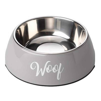 House of Paws Grey Woof 2 in 1 Dog Bowl Large House of Paws
