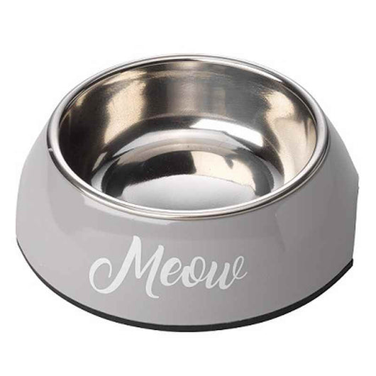 House of Paws Grey Meow 2 in 1 Cat Bowl House of Paws