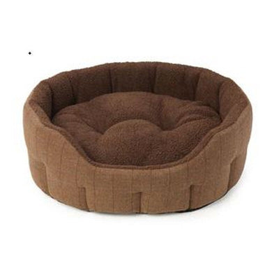 House of Paws Brown Tweed & Faux Sheepskin Oval Snuggle Extra Large House Of Paws