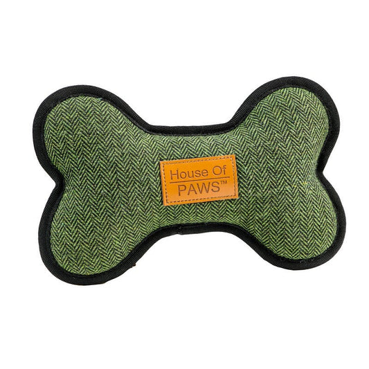House of Paws Green Tweed Bone Dog Toy House of Paws