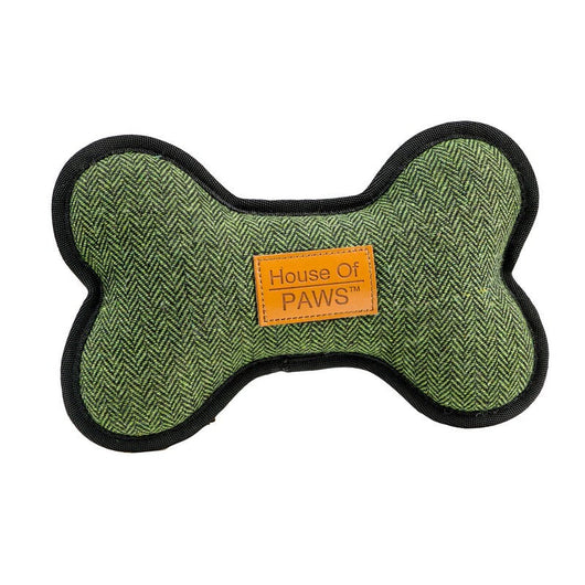 House of Paws Green Tweed Bone Dog Toy House of Paws