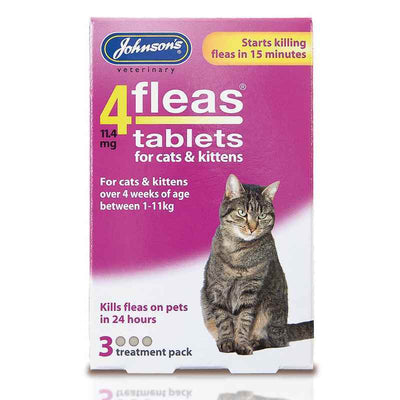 JVP Cat Kitten 4Fleas 11.4mg 3 Tablets x 6 Johnsons Veterinary Products