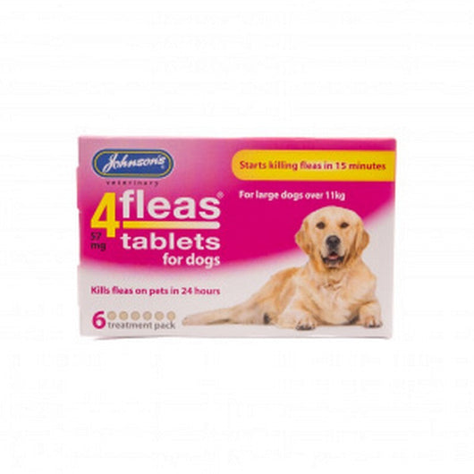 JVP 4Fleas Tablets Large Dog over 11kg 57mg 6 x 6 Johnsons Veterinary Products