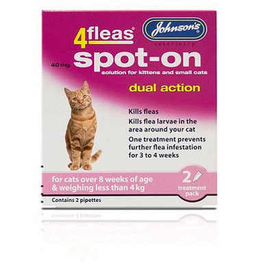 JVP Cat Kitten 4Fleas Spot-On upto 4kg 2 Pipettes x 6 Johnsons Veterinary Products