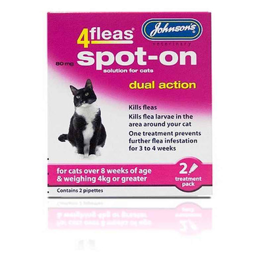JVP Cat 4Fleas Spot-On over 4kg 2 Pipettes x 6 Johnsons Veterinary Products