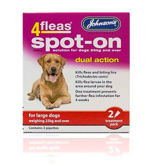 JVP 4Fleas Spot-On Large Dog 2 pipettes x 6 Johnsons Veterinary Products