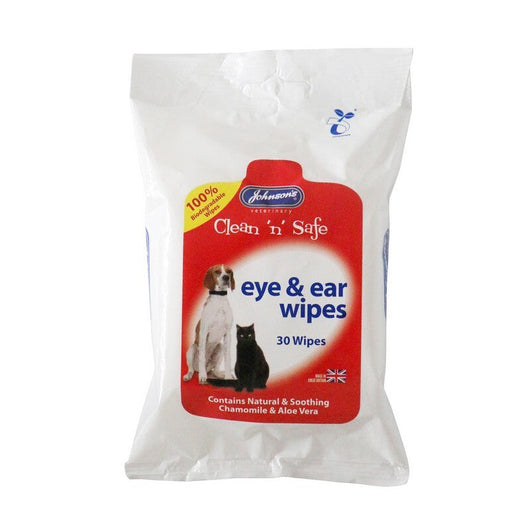 JVP Clean n Safe Eye & Ear Wipes 30 wipes x 6 Johnsons Veterinary Products