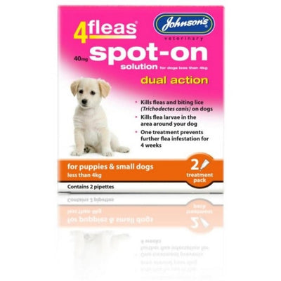 JVP 4Fleas Spot-On Puppies up to 4kg 2 pipettes x 6 Johnsons Veterinary Products