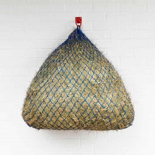 Square Bottom Slow Feeder Hay Net 40 Medium Aqua/Navy Perry Equestrian