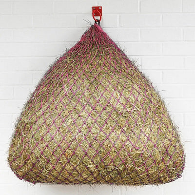 Square Bottom Slow Feeder Hay Net 30 Small Pink/Navy Perry Equestrian