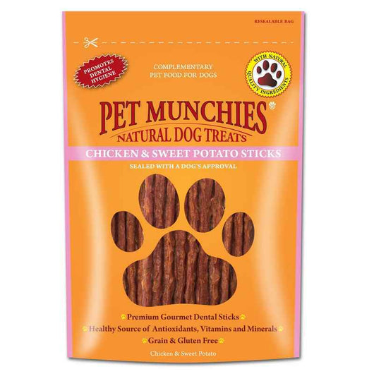 Pet Munchies Dog Treat Chicken & Sweet Potato Sticks 90g x 8 Pet Munchies