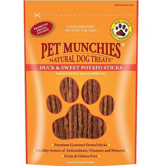 Pet Munchies Dog Treats Duck & Sweet Potato Dental Sticks 90g x 8 Pet Munchies