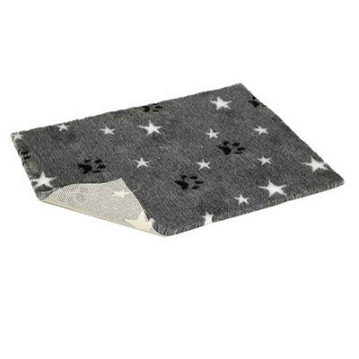 VetBed Nonslip Grey with Black Paws & White Stars 66cm x 51cm Petlife