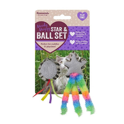 Rosewood Moody Moggy Star and Ball Set 2pc x 4 Rosewood