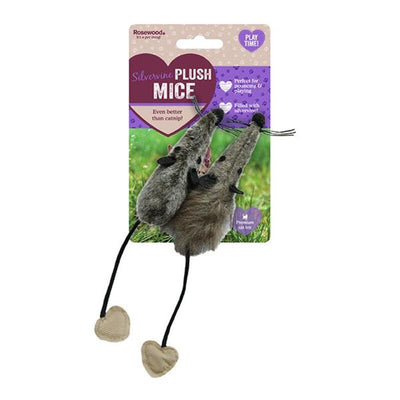 Rosewood Silvervine Plush Mice Set 2pc x 3 Rosewood