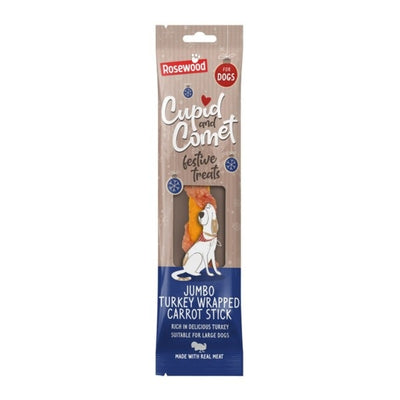 Rosewood Christmas Jumbo Turkey Wrapped Carrot Stick Dog Treats 70g