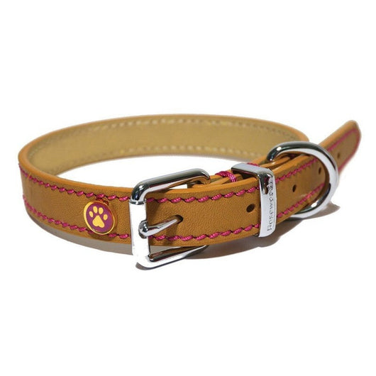 Rosewood Lux Leather Tan Dog Collar 45 - 55cm Rosewood