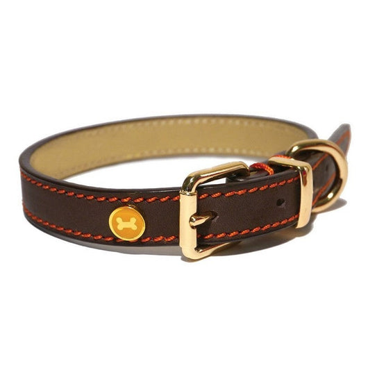 Rosewood Lux Leather Brown Dog Collar 35 - 45cm Rosewood