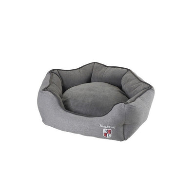 Snug & Cosy Bolster Plain Grey Oval Bed 92cm Snug & Cosy