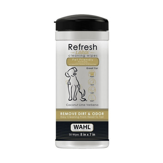 Wahl Dog Refresh Cleaning Wipes Coconut Lime Verbena x 50 Wipes Wahl