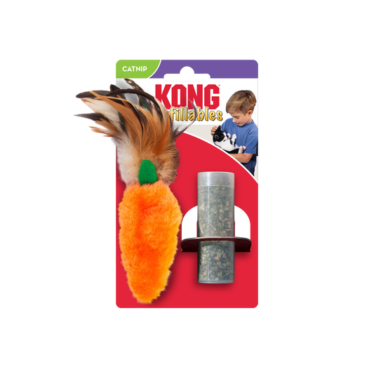 KONG Cat Refillable Catnip Feather Carrot (17cm) - UK9 Petcare